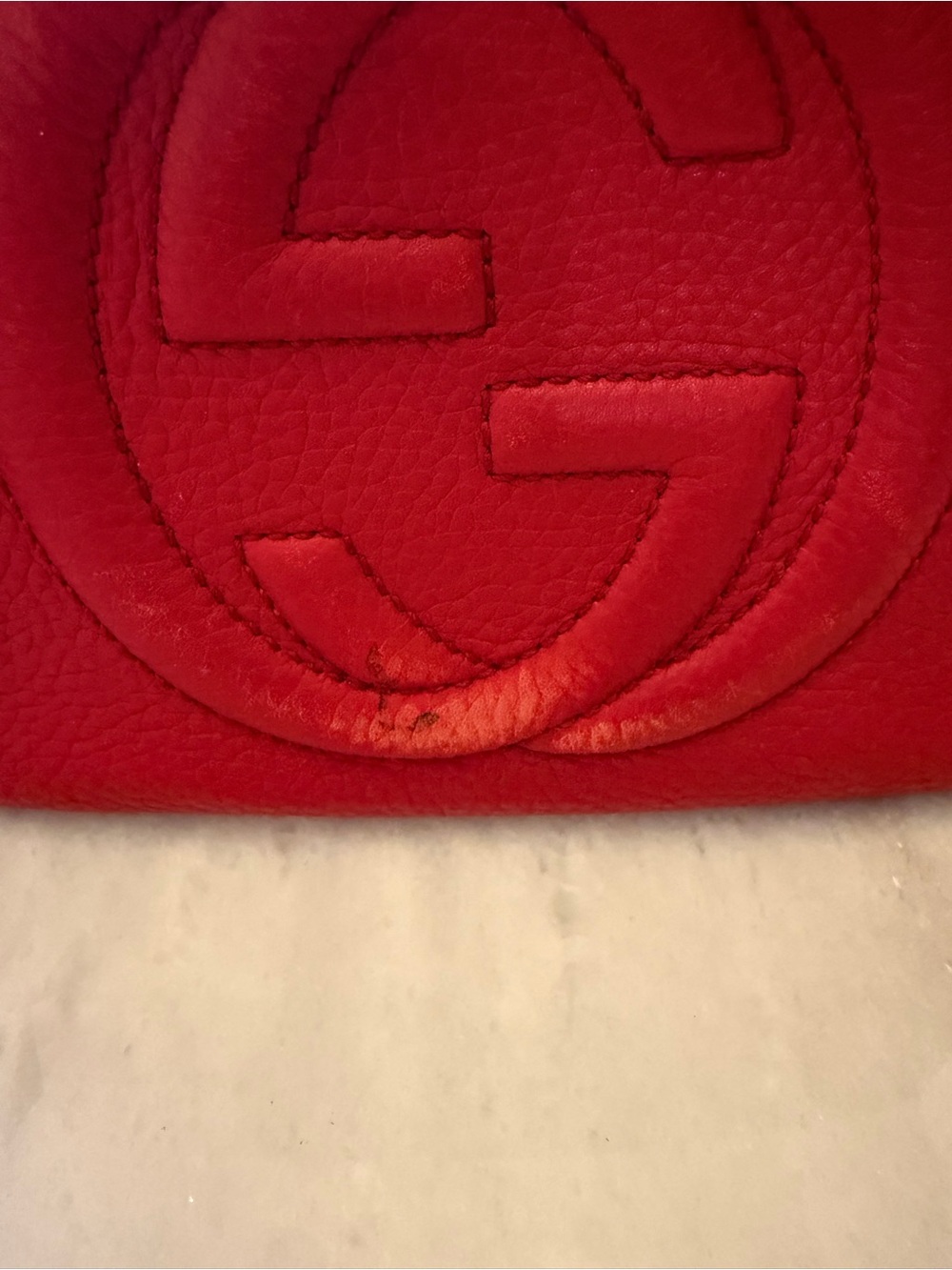 Gucci Red Pebbled Leather Crossbody with Tassel - Picture 6 of 12